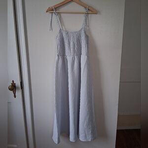 H&M Smocked Blue & White Stripe Dress